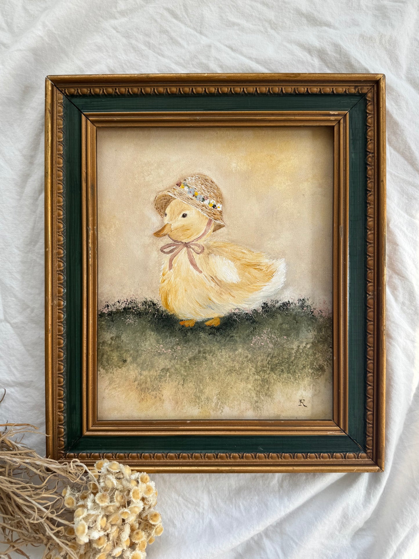 Petits pas et chapeau fleuri (13.75 x 11.75 po)